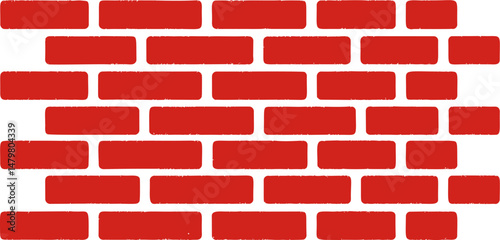Red brick wall pattern, digital illustration of masonry structure. Vector illustration