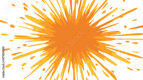 Orange and yellow paint splash, abstract explosive design. Vector illustration