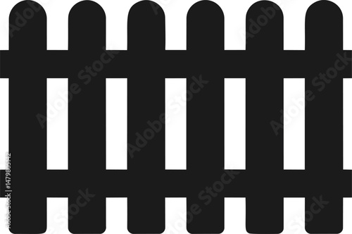 Simple black silhouette of a picket fence. Vector illustration