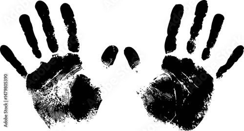 Black handprint patterns, artistic design concept. Vector illustration