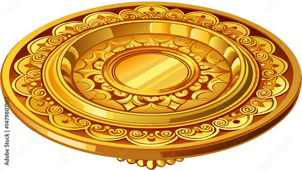 Obraz premium traditional gold plate isolated on white background
