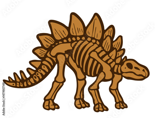 Stegosaurus dinosaur fossil. Dino bones skeleton. Vector rex spine illustration	