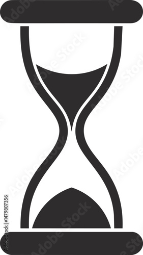 Black hourglass icon symbolizing time passing. Vector illustration