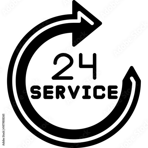 24 Service Icon Around-the-Clock Support Badge