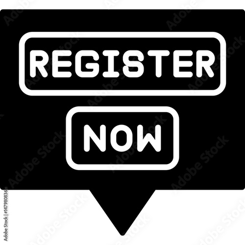 Register Now Icon Online Signup CTA Badge