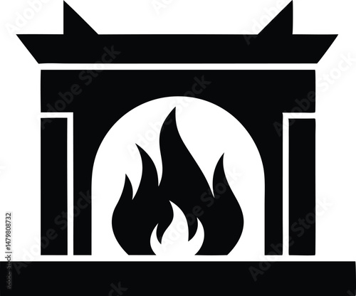 fireplace vector icon.