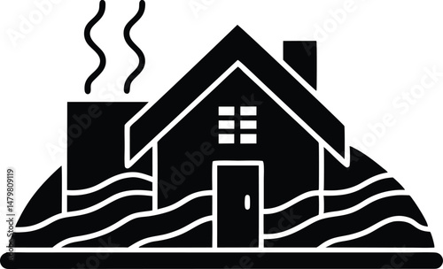 geothermal heating vector icon.