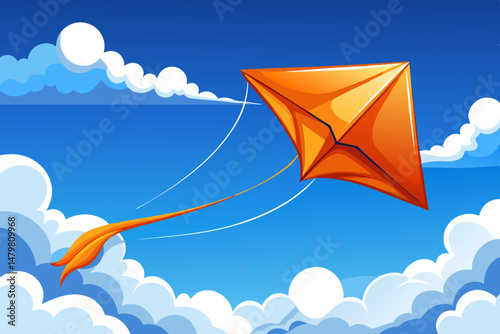 sun and clouds and the kite hovering