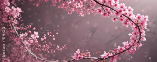 Abstract pink sakura petals swirl, dreamy background,  magical,  mesmerizing background