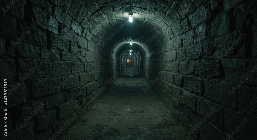 Obraz premium Dark subterranean tunnel interior