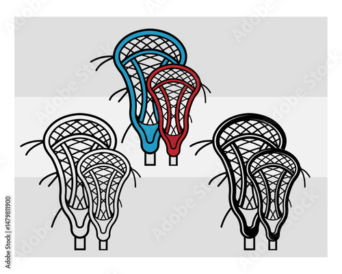 Lacrosse Stick SVG Silhouette Bundle, Lacrosse Silhouette, Sports Svg, Lacrosse Ball Svg, Lacrosse Png, Lacrosse Monogram, Split Monogram, Circle Monogram