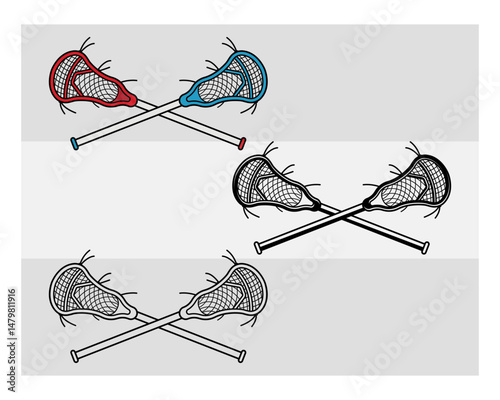 Lacrosse Stick SVG Silhouette Bundle, Lacrosse Silhouette, Sports Svg, Lacrosse Ball Svg, Lacrosse Png, Lacrosse Monogram, Split Monogram, Circle Monogram