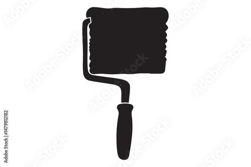 Flat Paint Roller Silhouette Illustration