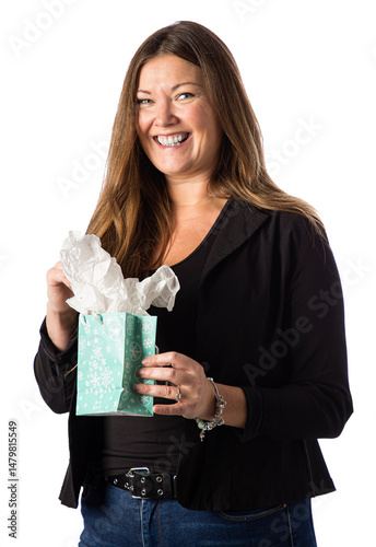 Woman opening a gift