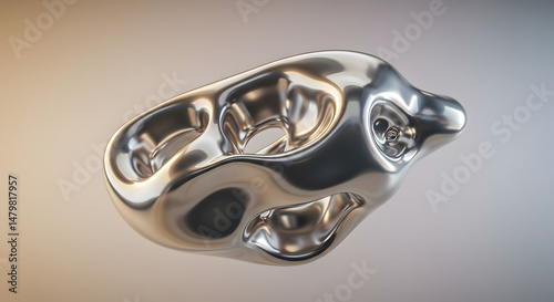 Abstract 3D Render of a Shiny, Metallic, Organic Form