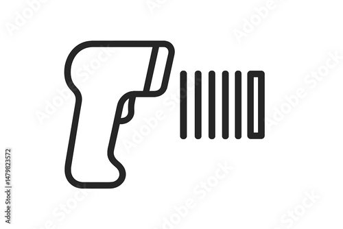 Set of web icons featuring a barcode scanner and a barcode in a minimalistic design for digital applications