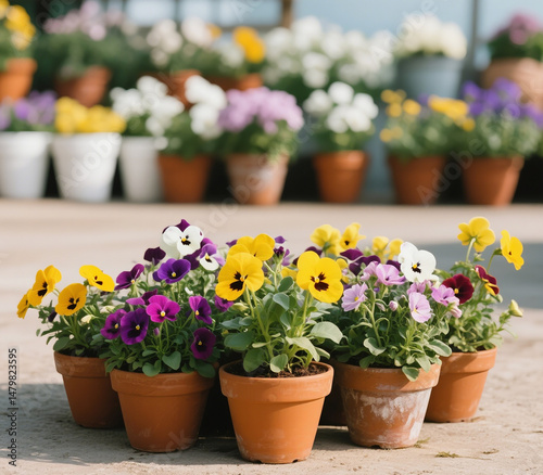 Wallpaper Mural flowers in pots Torontodigital.ca