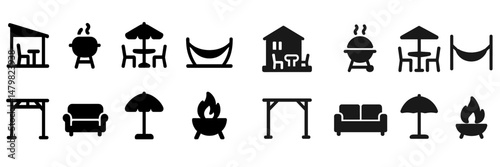 Modern outdoor and leisure icons collection for various activities and settings