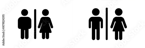 Web icons representing male and female restrooms for use in digital applications and websites related to public facilities