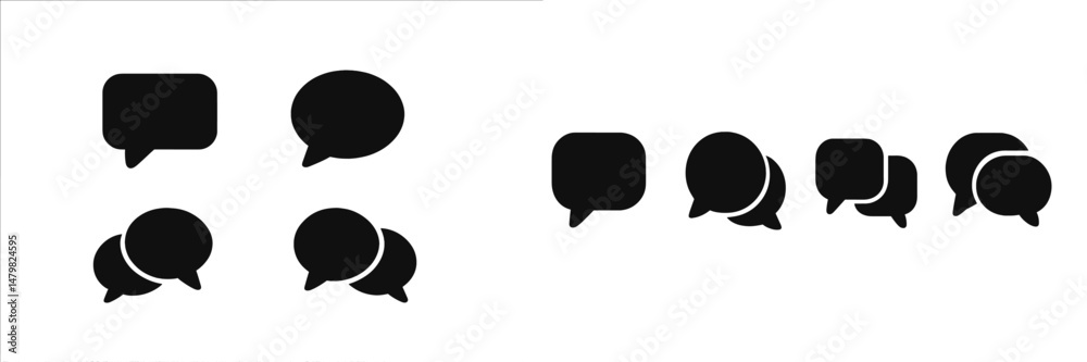 Set of web icons featuring speech bubbles and chat symbols suitable for digital communication platforms Set of web icons featuring speech bubbles and chat symbols suitable for digital communication platforms