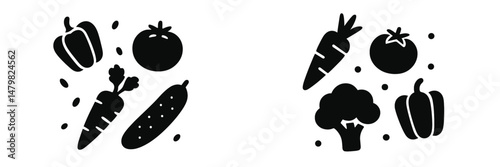 Set of web icons featuring various vegetables in a minimalist design suitable for digital applications or graphic projects