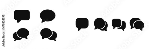 Set of web icons featuring speech bubbles and chat symbols suitable for digital communication platforms