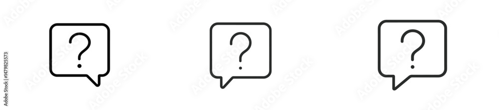 Set of web icons featuring speech bubbles with question marks for user engagement and interaction design Set of web icons featuring speech bubbles with question marks for user engagement and interaction design