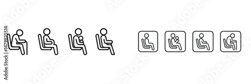 Collection of web icons depicting various sitting postures for user interface design and accessibility features