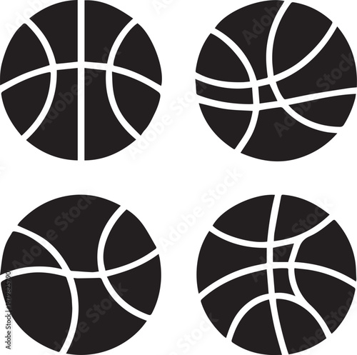 Bold Black Vector Icon of a Basketball