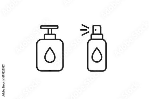 Collection of various web icons representing different types of cosmetic containers for fragrance and lotion applications