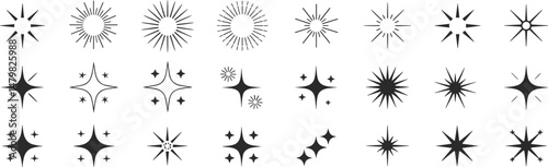 Collection of Sparkling Star and Sunburst Icons