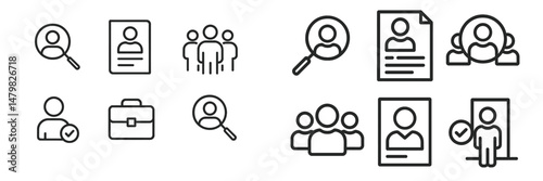 Set of web icons representing user profiles, team collaboration, and professional engagement for digital platforms