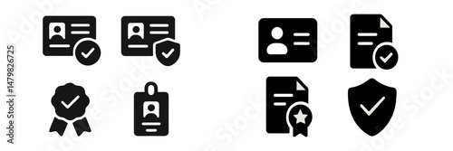 Collection of web icons for identification and verification purposes designed for digital interfaces and applications