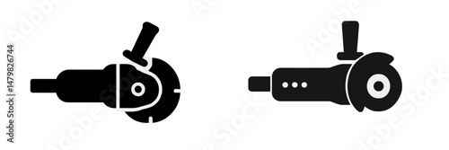 Set of web icons depicting various orientations of a handheld cutting tool for digital design purposes