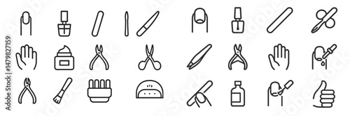 Collection of web icons representing beauty and grooming tools suitable for digital design