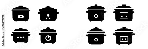 Variety of cooking pot icons suitable for web design and digital applications
