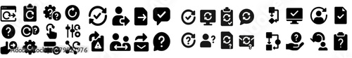 Collection of black web icons for various online functions and activities displayed on a white background