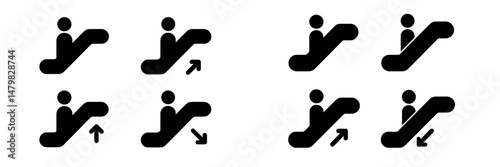 Set of web icons representing escalator movement directions for user interface design and accessibility features