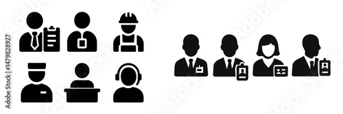Diverse collection of web icons representing various professions and roles for online use