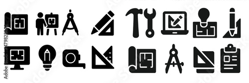 Collection of versatile web icons for graphic design and development tasks in various styles