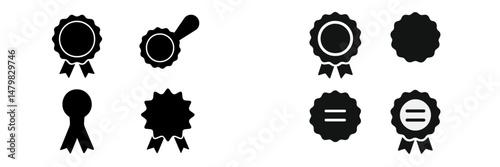 Collection of diverse web icons representing badges, awards, and achievements for digital applications and interfaces