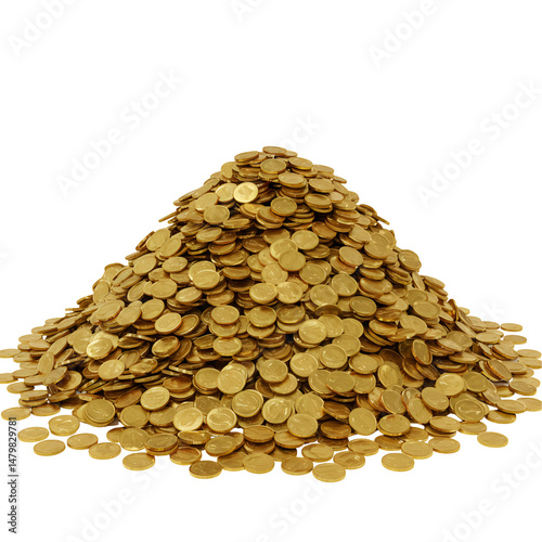 輝く金貨の山 黄金色に輝くコインが美しく積み重なる