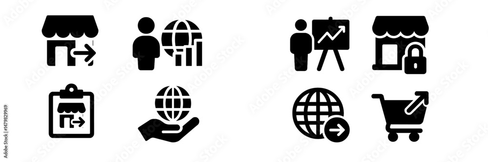 Collection of minimalist web icons representing various online activities and interactions for digital platforms Collection of minimalist web icons representing various online activities and interactions for digital platforms