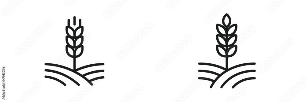 Obraz premium Set of two minimalistic web icons representing wheat in a stylized design for agriculture and food-related applications