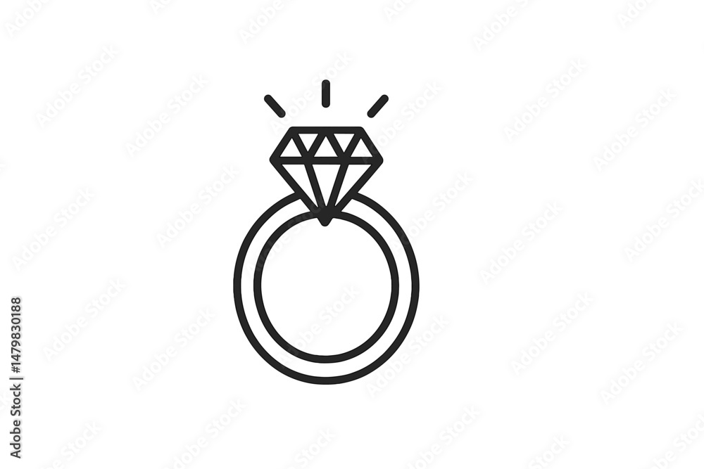 Elegant icon set for web applications showcasing various design concepts, including a modern engagement ring symbol