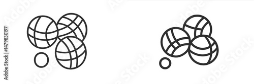 Set of minimalistic web icons representing various balls and sports equipment for modern digital design use