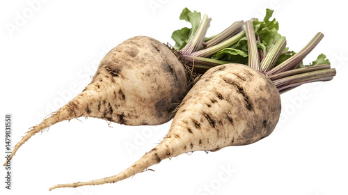 Fresh Sugar Beet Root Isolated on White Background for Healthy Eating and Agriculture Concepts