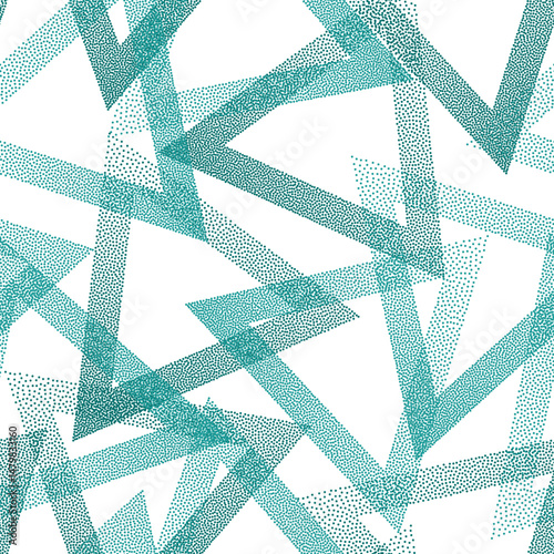 Hipster dotwork triangles vector seamless pattern. Geometric tileable backgro...