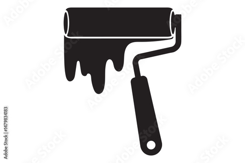 Isolated Paint Roller Illustration in Minimal Silhouette Form