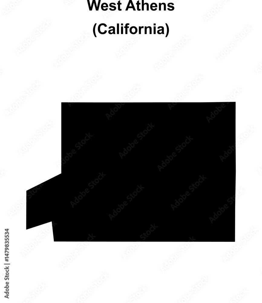 West Athens (California) blank outline map West Athens (California) blank outline map